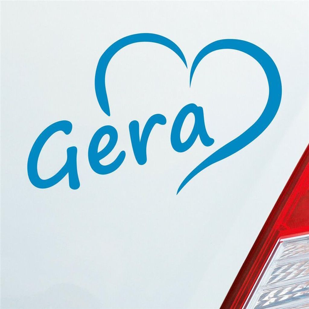 Auto Aufkleber Gera Herz Stadt City Liebe Love Heimat 13x8 cm Hellblau Sticker Heckscheibenaufkleber