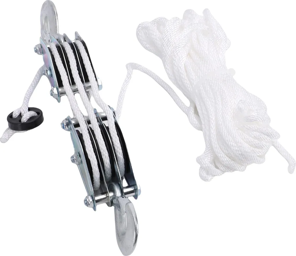 Système de poulie de levage manuel avec corde 15m et triple rouage