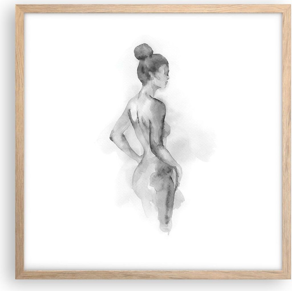 Gerahmtes Poster - Rahmen in heller Eiche - Frau Körper Stück - 50x50 cm - Wand Bild - Wanddeko - Wandbilder - Kunstposter - Wandposter - Bilderr...