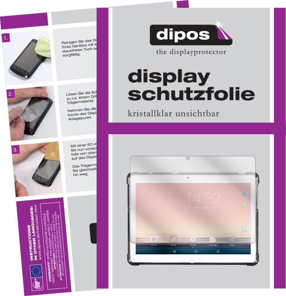 2x Schutzfolie für XGODY TB01 10.1 Zoll klar Displayschutzfolie Folie Display Schutz dipos