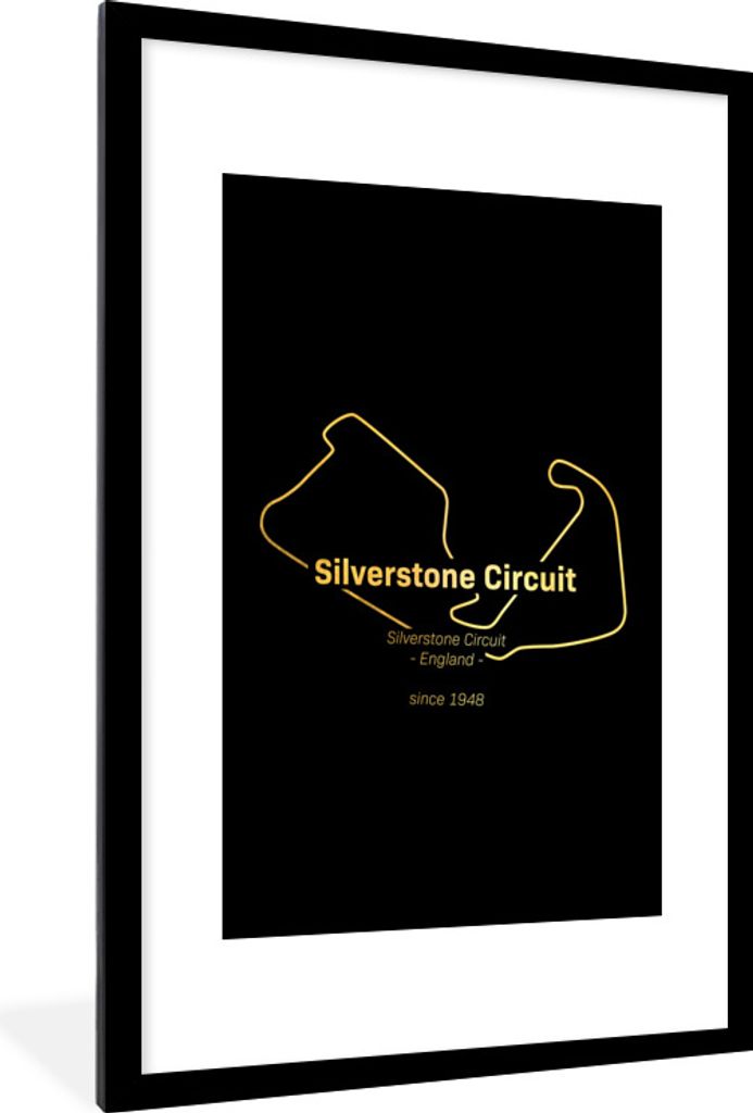 MuchoWow Gerahmtes Poster England - Formel 1 - Rennstrecke 60x90 cm - Poster mit Schwarzem Bilderrahmen Wandposter Rahmen Foto Bilder - Dekoratio...
