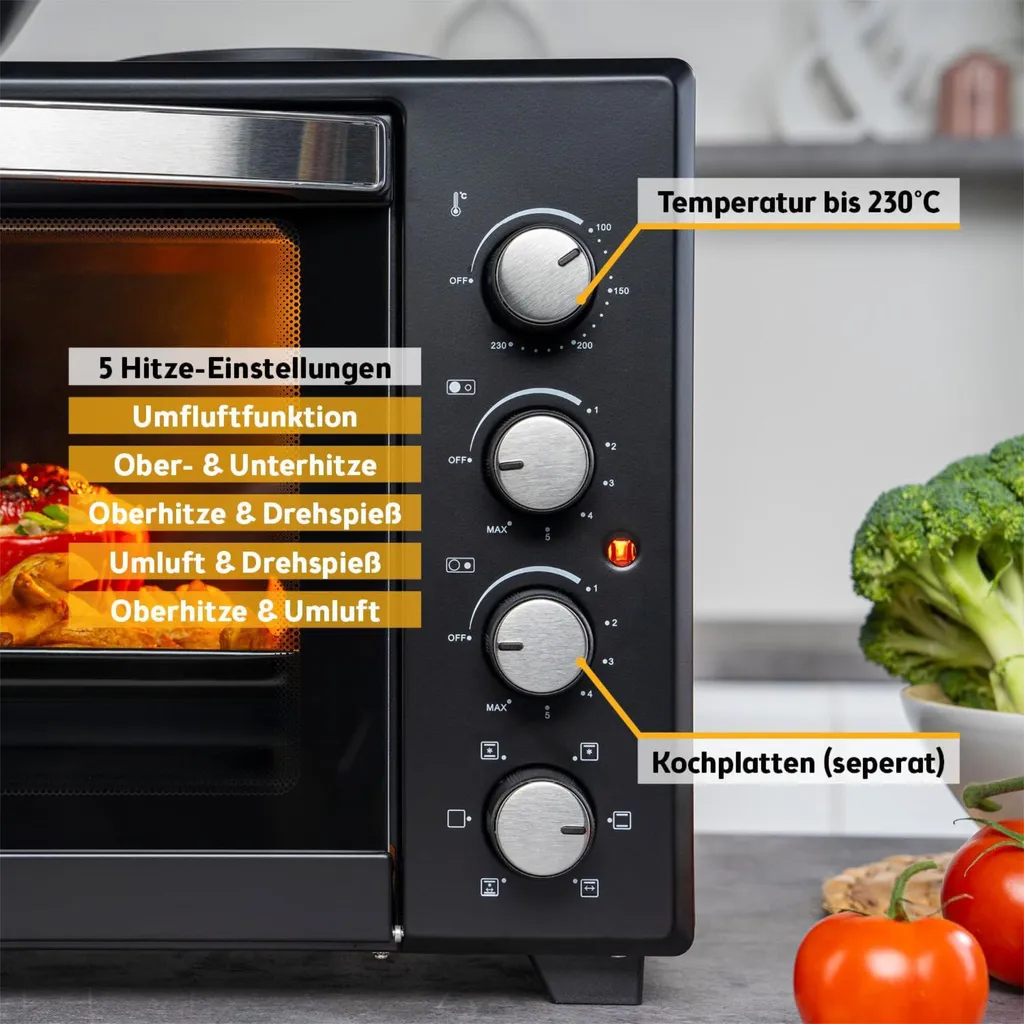 Mini-four avec plaques de cuisson pour rôtir et mijoter en simultané - 14