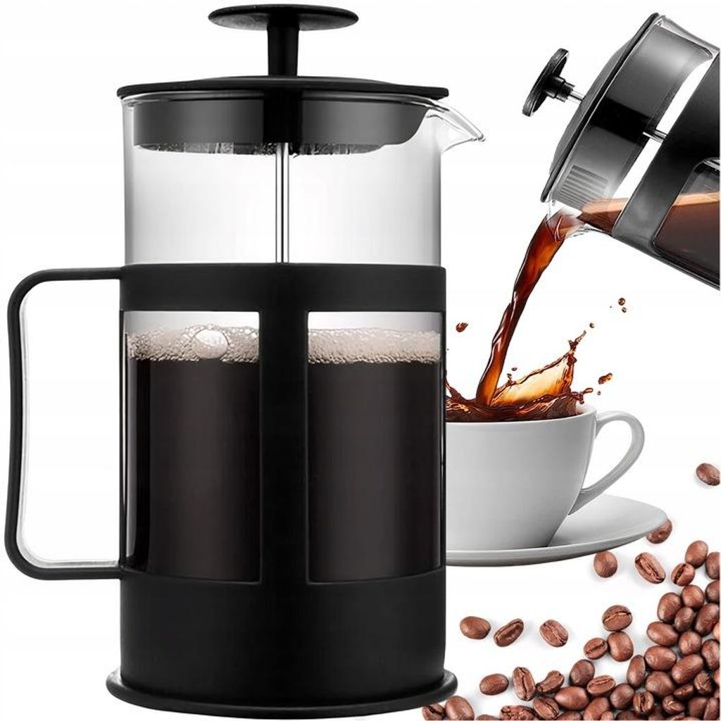 French Press 1L Glas Kaffee Teebereiter Mit Edelstahlfilter – Kaffeebereiter Pressstempelkanne Für Kaffee Tee Kräuter