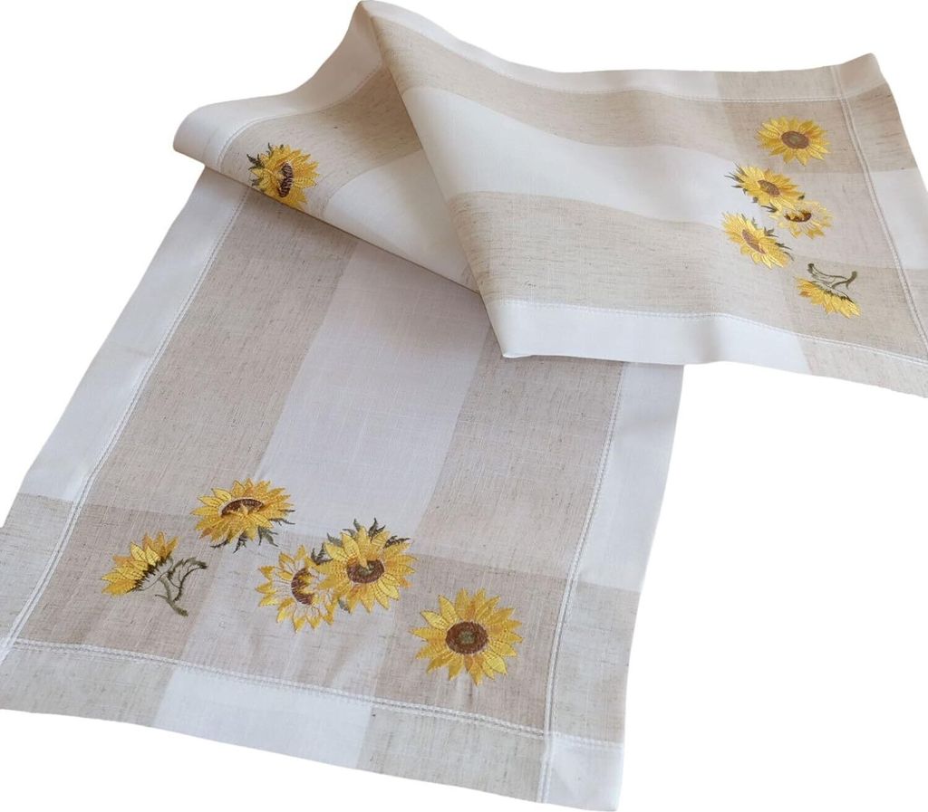 Tischdecke Stickerei Sonnenblumen Tischläufer 35 x 50 cm
