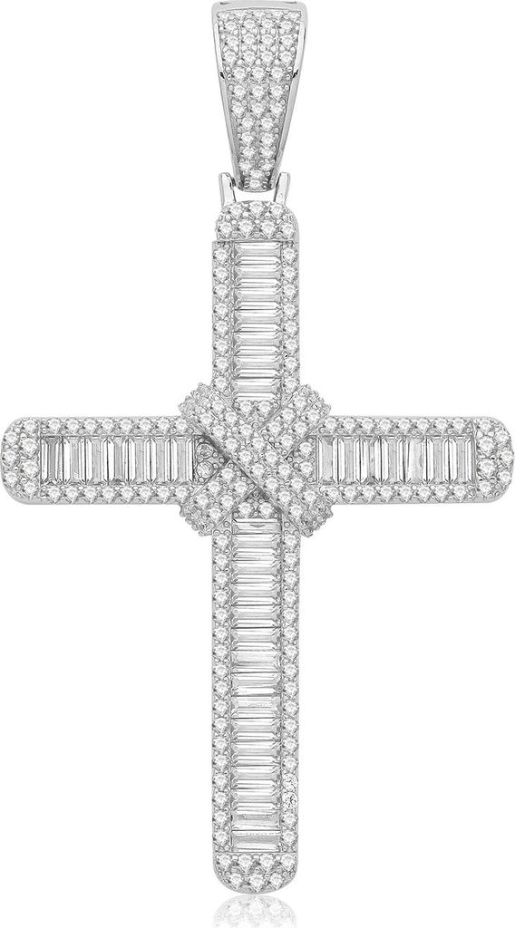 Exklusiver 925 Sterling Silber Kreuz Damen - Anhänger mit Zirkonia - 66mm*37mm, 10 Gramm; TRS36440