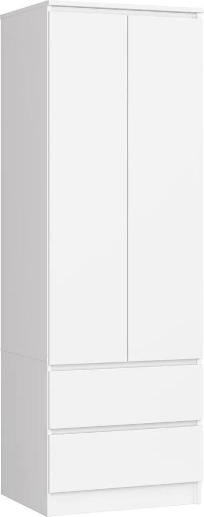 Penderie lingère blanche 2 portes et 2 tiroirs h180 cm pour la chambre