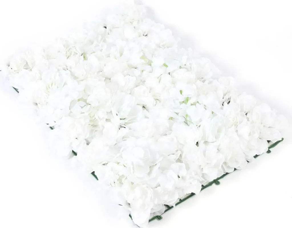 Mur de fleurs artificielles blanc pour décor facile - Pack de 20 dalles 60x40