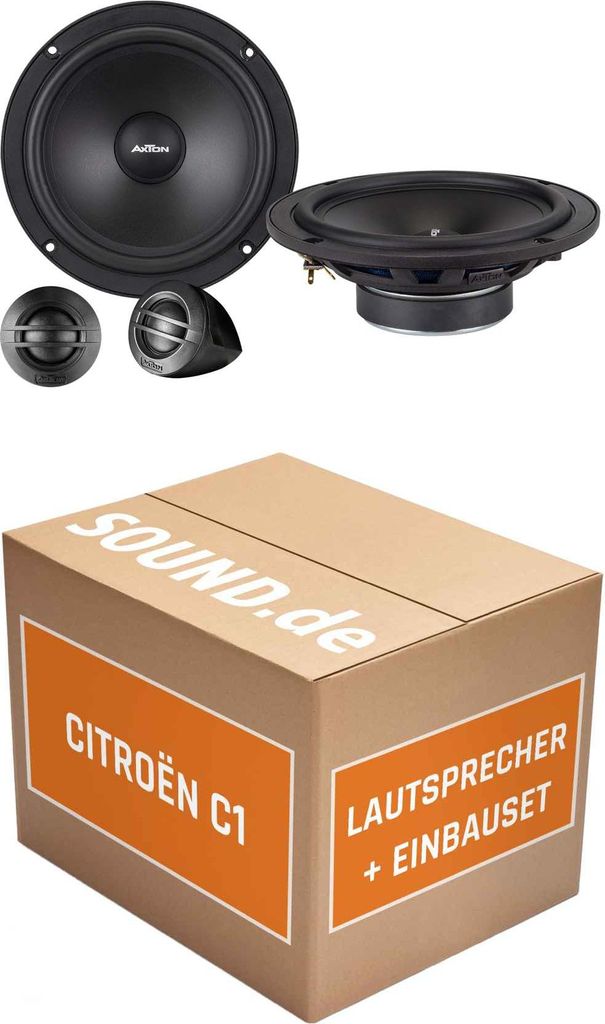 Lautsprecher Boxen Einbaupaket vorne Axton ATC165S passend für Citroën C1 + 2. Generation | 2x Tief-Mitteltöner 2x Hochtöner 2x Frequenzweiche