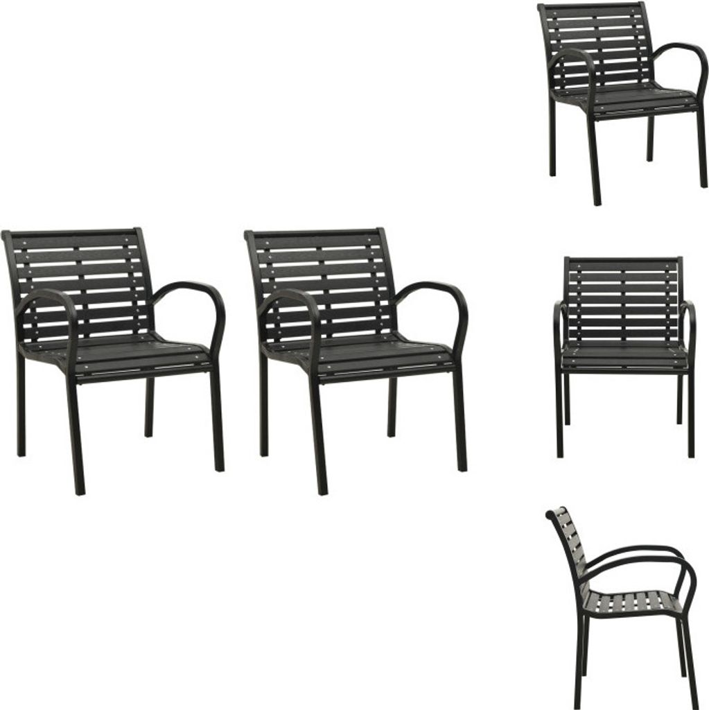 vidaXL Gartenstühle 2 Stk. Stahl und WPC Schwarz - Gartenstühle