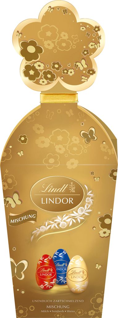 Lindt Lindor Mini Eier Mischung Köcher Milch Feinherb Weiß 150g