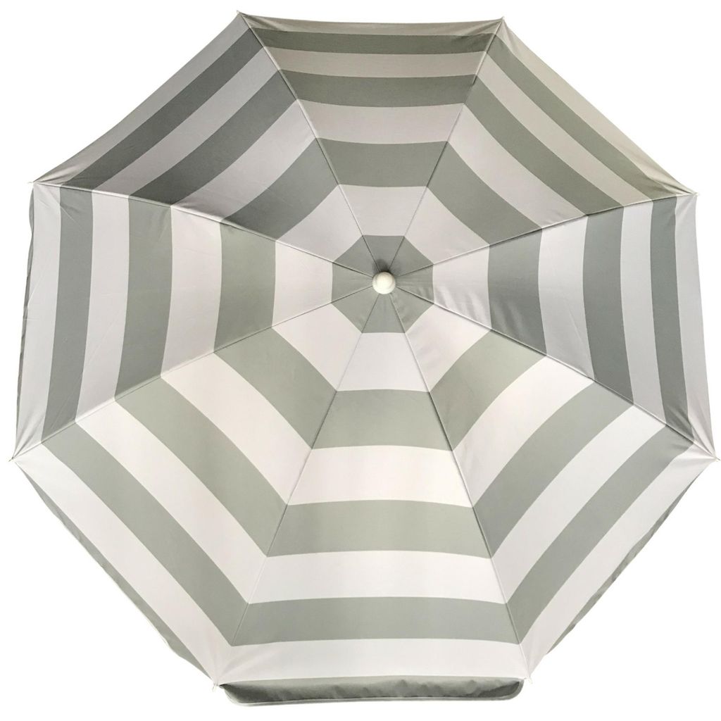 Sonnenschirm - silber/weis - gestreift - 180 cm - UV-Schutz Produktbild 