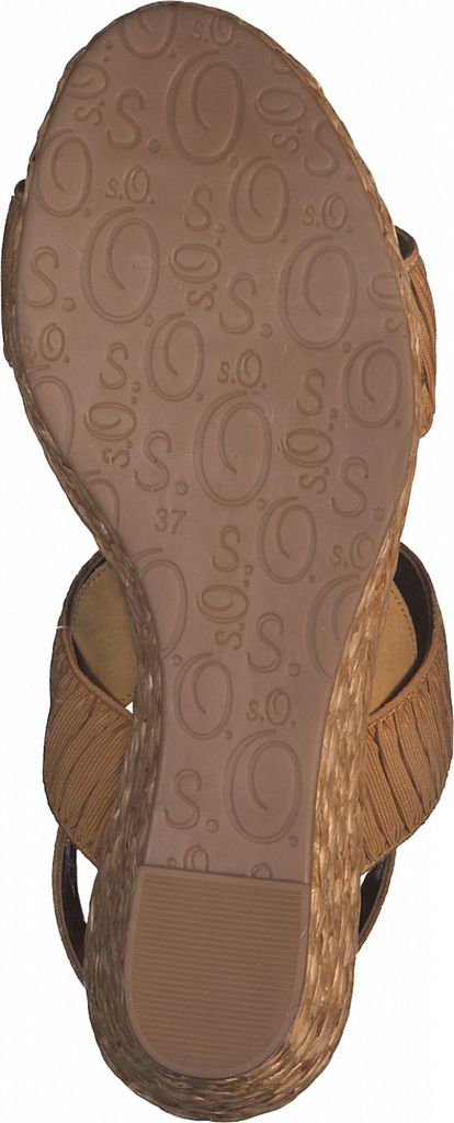 s.Oliver Sandalen Damen Schuhe Schnalle Keilabsatz Bast 5-28300-28, Größe:39 EU, Farbe:Gelb