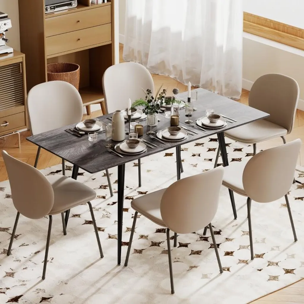 Table extensible pour recevoir 8 invités avec pieds en acier durable - 2