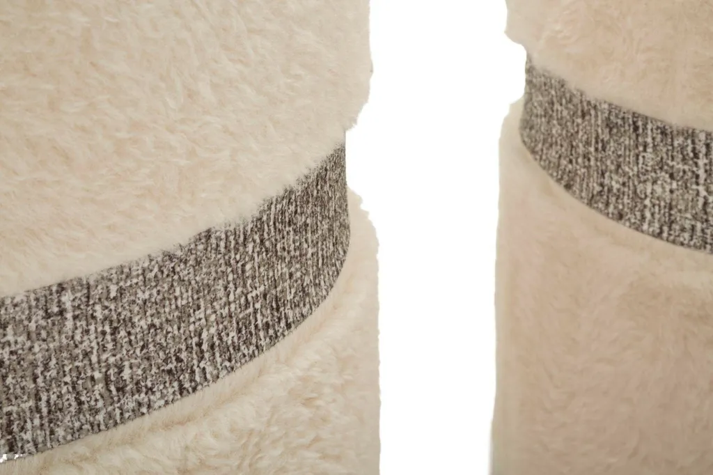 Pouf de Rangement en Tissu Crème Saint-Moritz - Lot de 2 Tabourets - 3