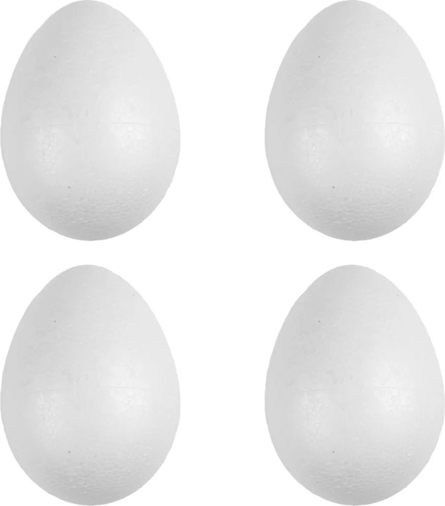 Support à décorer en polystyrène forme œuf de 8 cm - Kit de 4 unités DIY