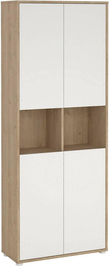 Kommode Pierre, Wohnzimmerbuffet, Wohnzimmer-Sideboard, Moderne Küchen-Speisekammer, 80x34 h205 cm, Eiche und Weiß