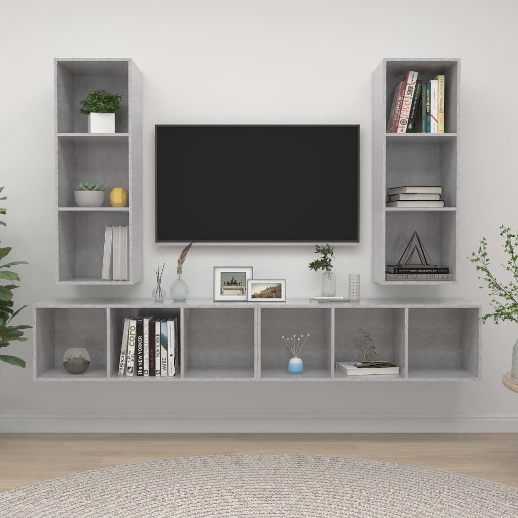 Maison Exclusive - TV-Wandschränke 4 Stk. Betongrau Holzwerkstoff