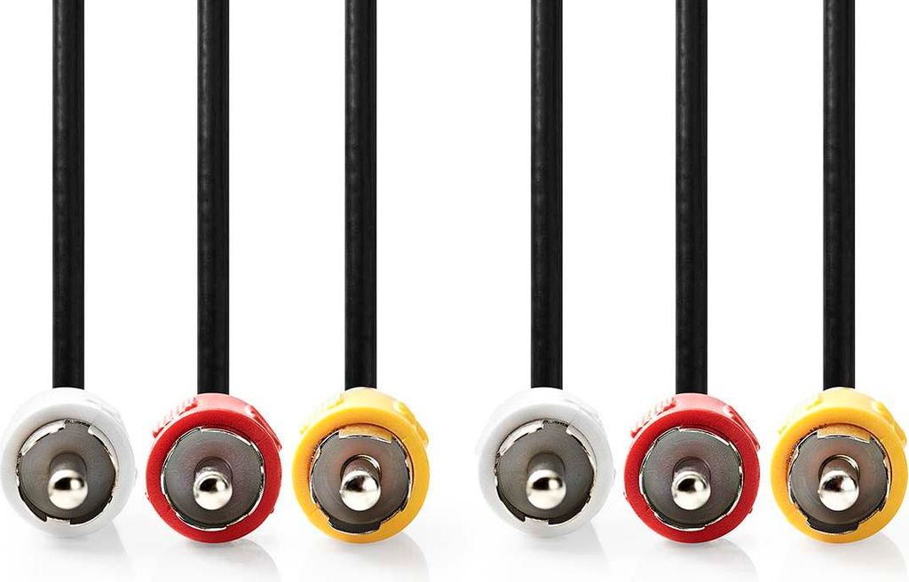 Nedis Composite-Videokabel - 3x Cinch-Stecker - 3x Cinch-Stecker - Vernickelt - 480p - 3.00 m - Rund - PVC - Schwarz - Umschlag