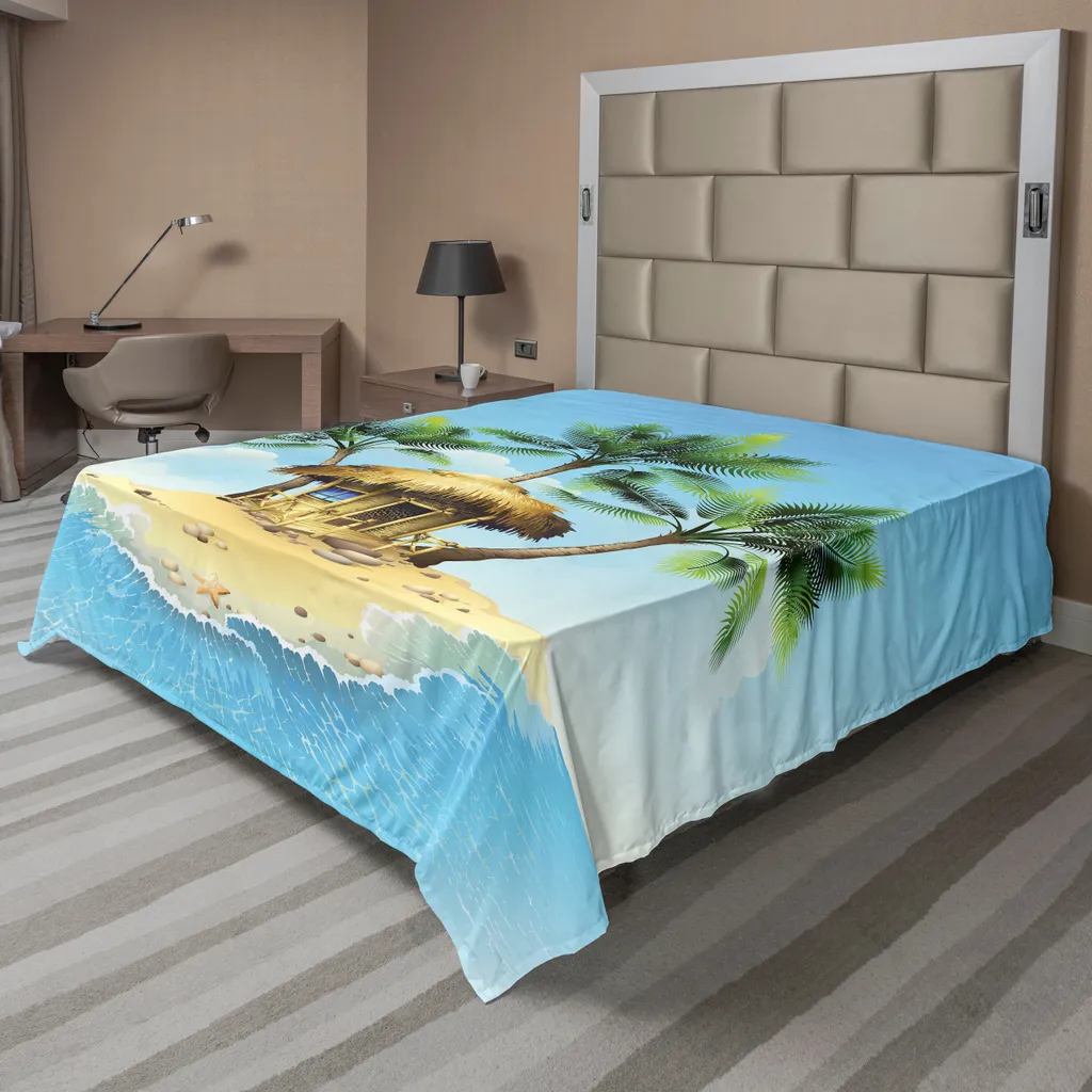 Lenzuolo Tropicale ABAKUHAUS 244x205 cm | Microfibra Morbida Beige