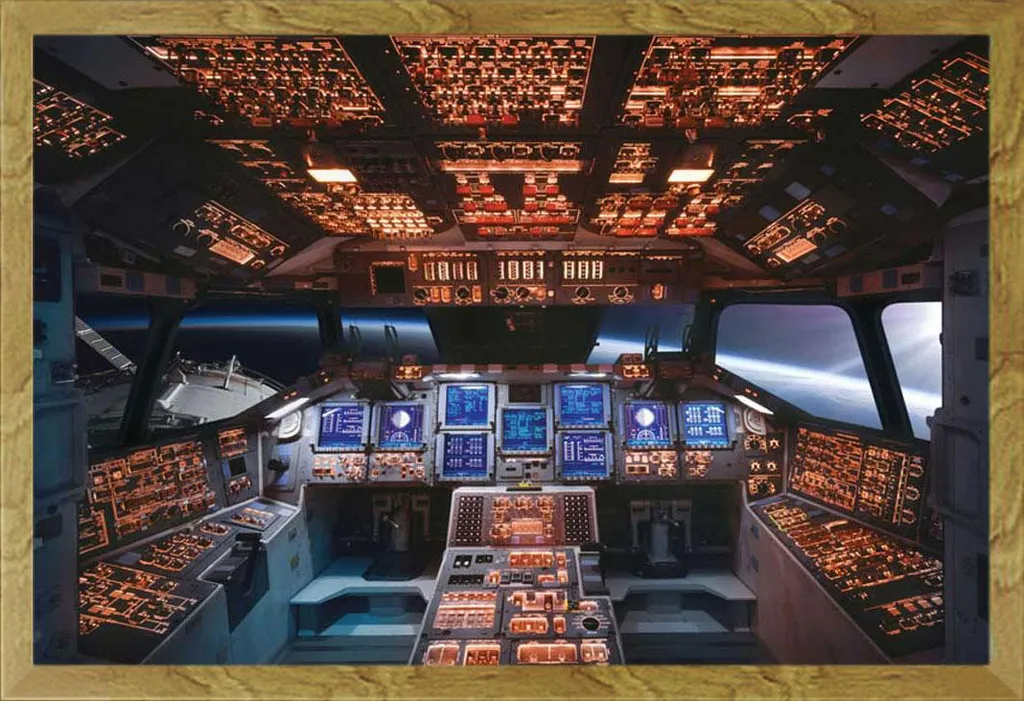 Quadro Didattico Space Shuttle Columbia + Cornice Shinsuke Oak 61x91