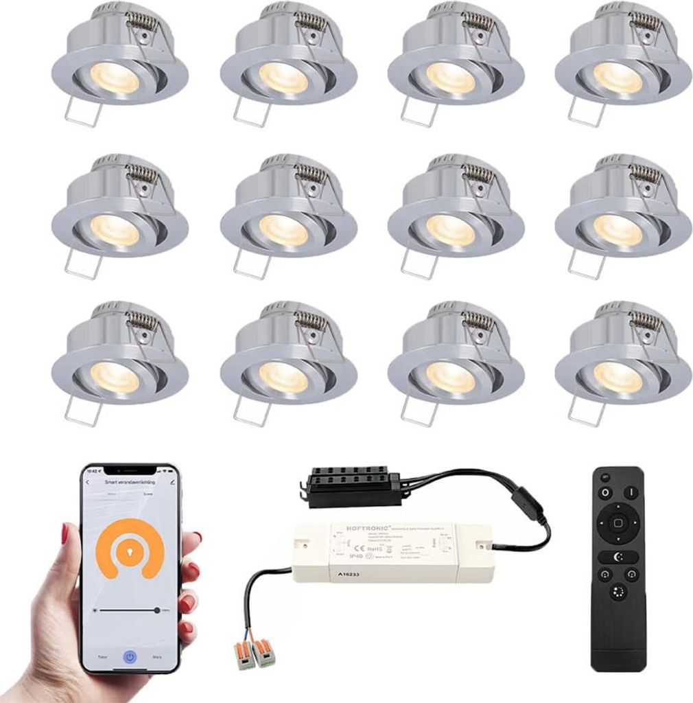 hoftronic LED Mini Einbaustrahler 12V 3W 200lm 2700K IP44 Edelstahl