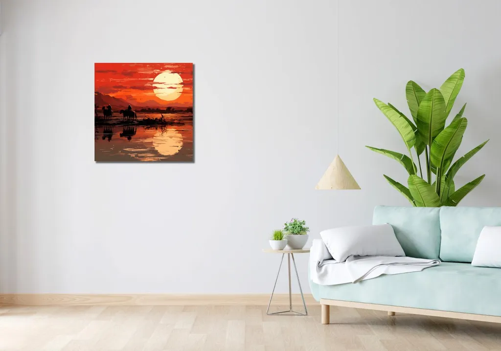 Arredo Parete Quadro 60x60 cm Paesaggio Tramonto | Tela Alta Resa - 2