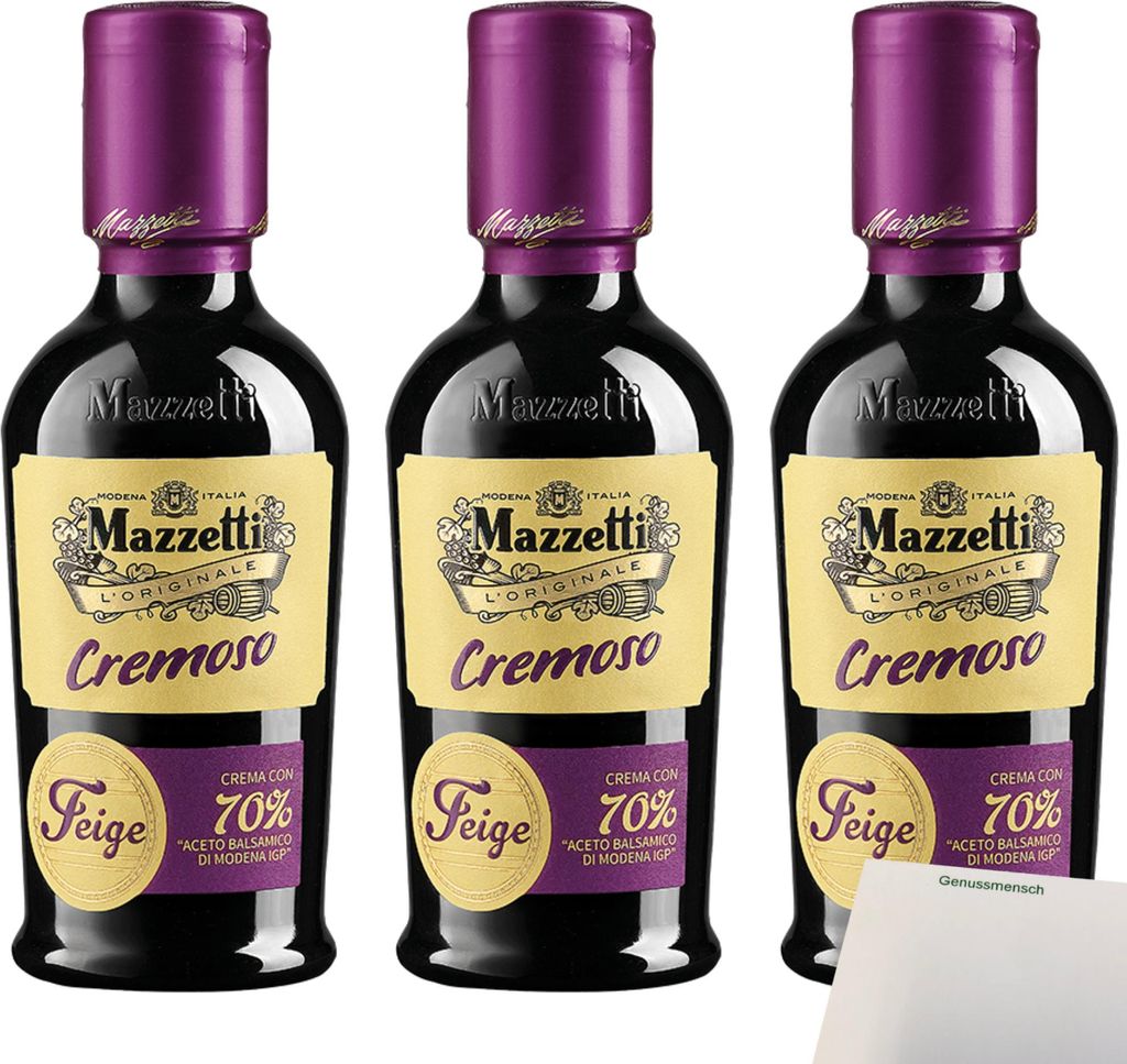 Mazzetti Cremoso 70% Aceto Balsamico I.G.P. & Feige 3er Pack (3x215ml Flasche) + usy Block
