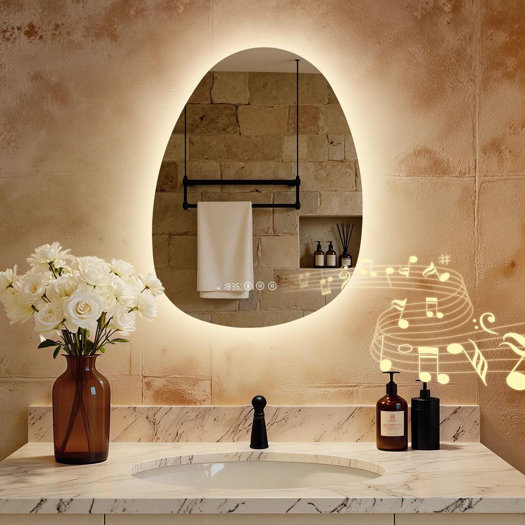 S'AFIELINA Miroir de salle de bain avec éclairage Image du produit 