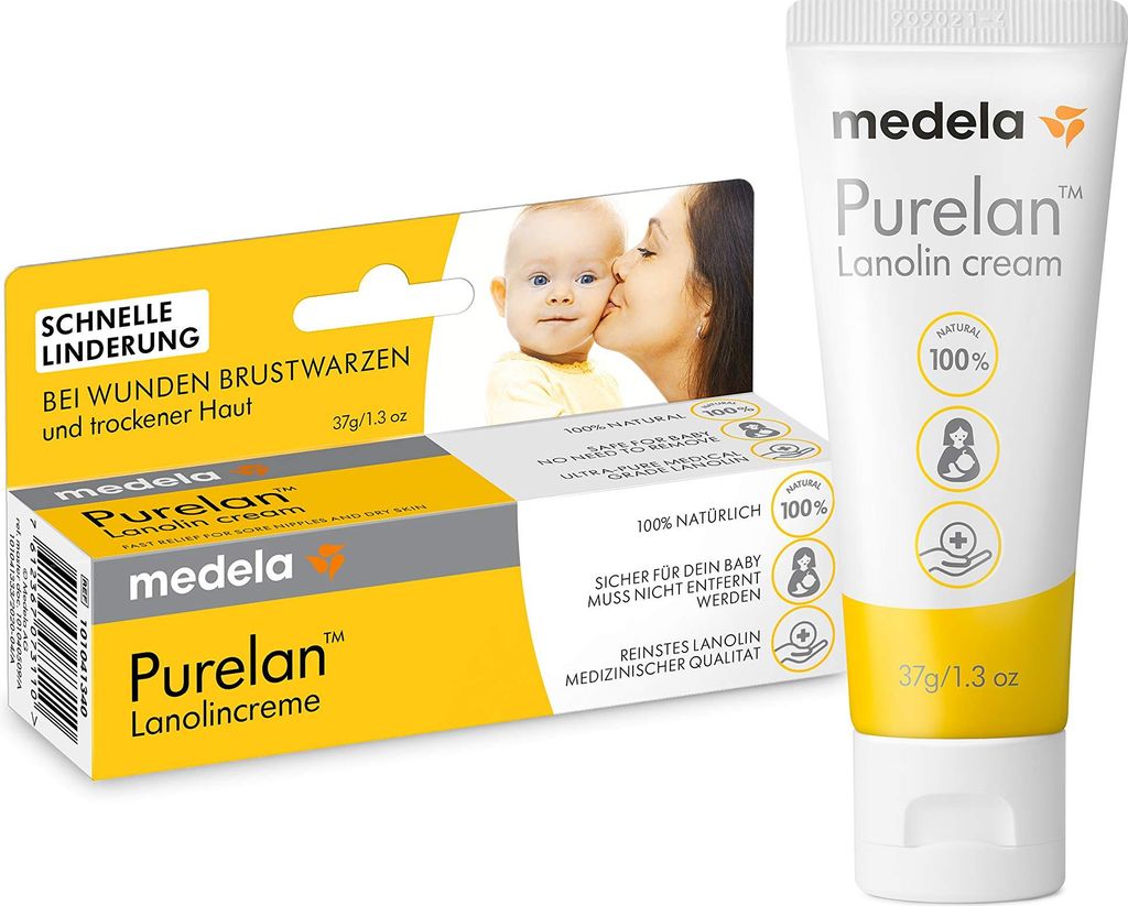 Medela Purelan 37g Lanolin Cream Quick Aid for Stressed Nipples and Dry Skin 100% Natural Hypoallergenic Dermatologically Tested and Fragrance Free