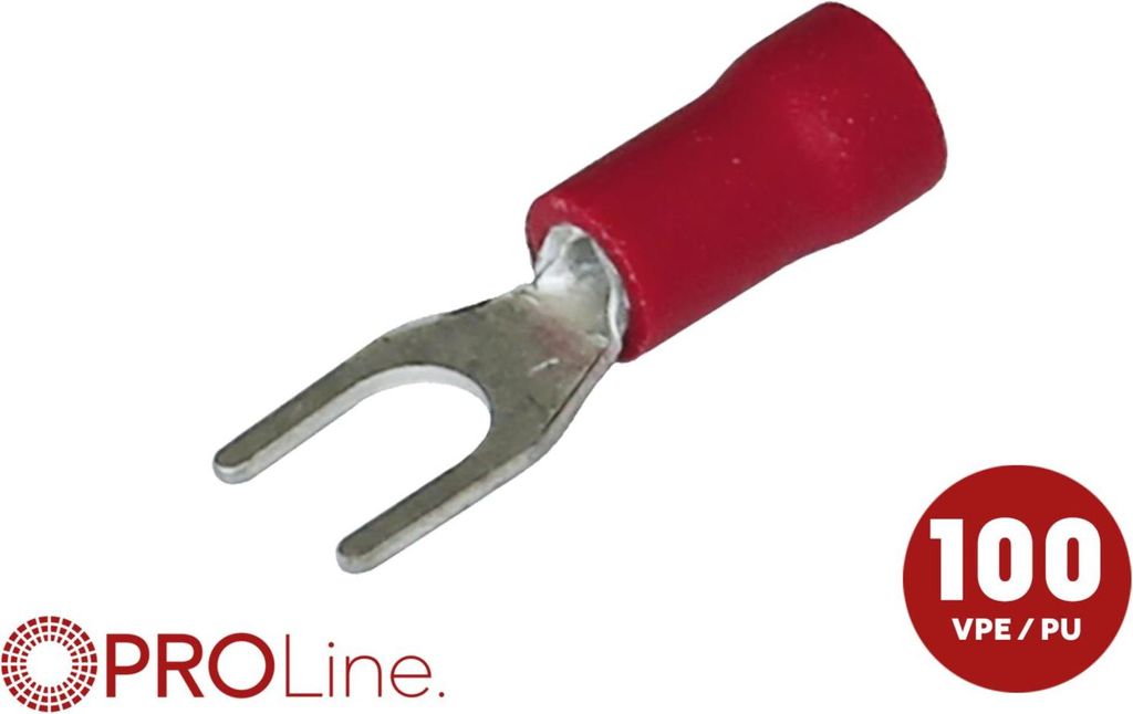Gabelkabelschuh 0,5mm²-1,5mm²/4,4mm rot S 100 Stück