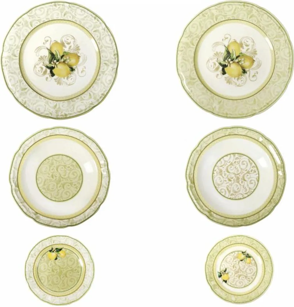 Servizio Tavola 18pz Limoni New Bone China - Resistenti e Colorati