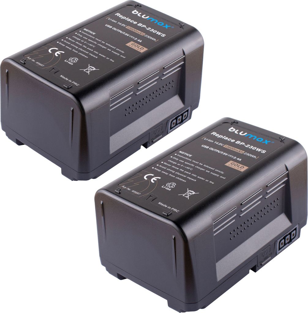 2x Blumax Akku für Sony BP-230WS V-Mount DSR 250P 600P 650P 652P 15600 mAh