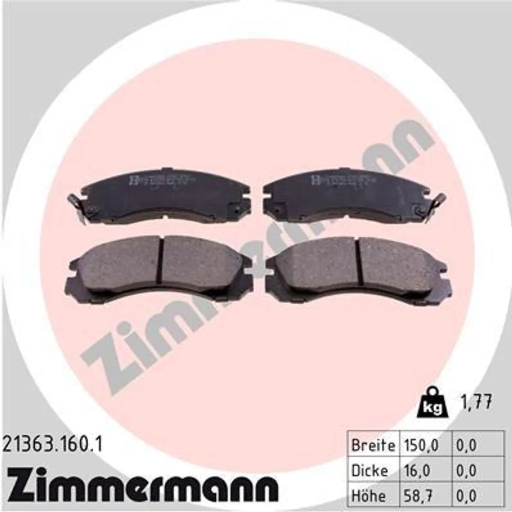 Plaquettes de frein Zimmermann 21363.160.1 OE 425387 Pajero Outlander