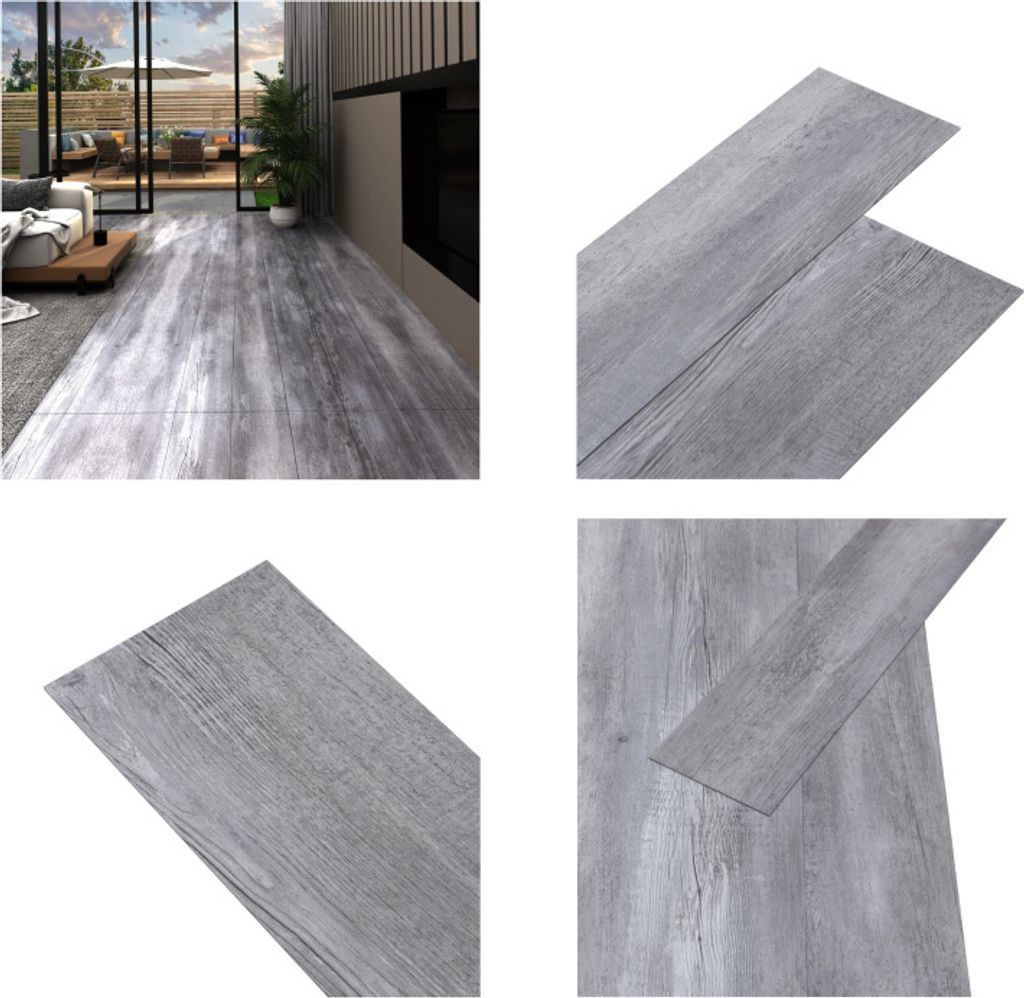 vidaXL PVC Fliesen Selbstklebend 2,51 m² 2 mm Mattgrau Holz - PVC Laminat Diele - PVC Laminat Dielen - PVC Diele - PVC Bodenbelag