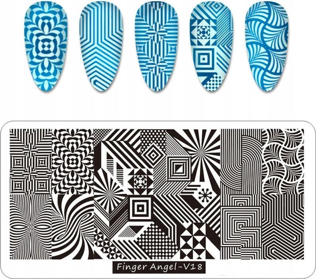 Finger Angel Nail Art Stempelplatte - V18