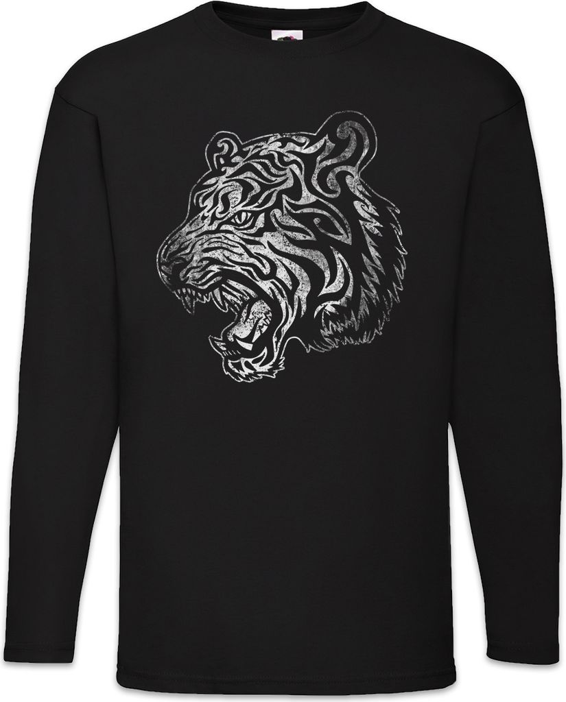 Urban Backwoods Tribal Tiger III, Langarm T-Shirt, Farbe: Schwarz, Größe: L