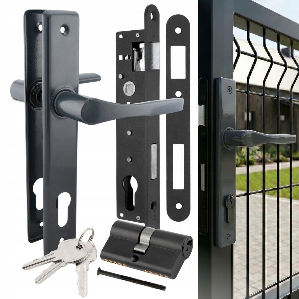 NATI-Set für Torgriff 90 Anthrazit Schloss 90/22 Zylinder Produktbild 