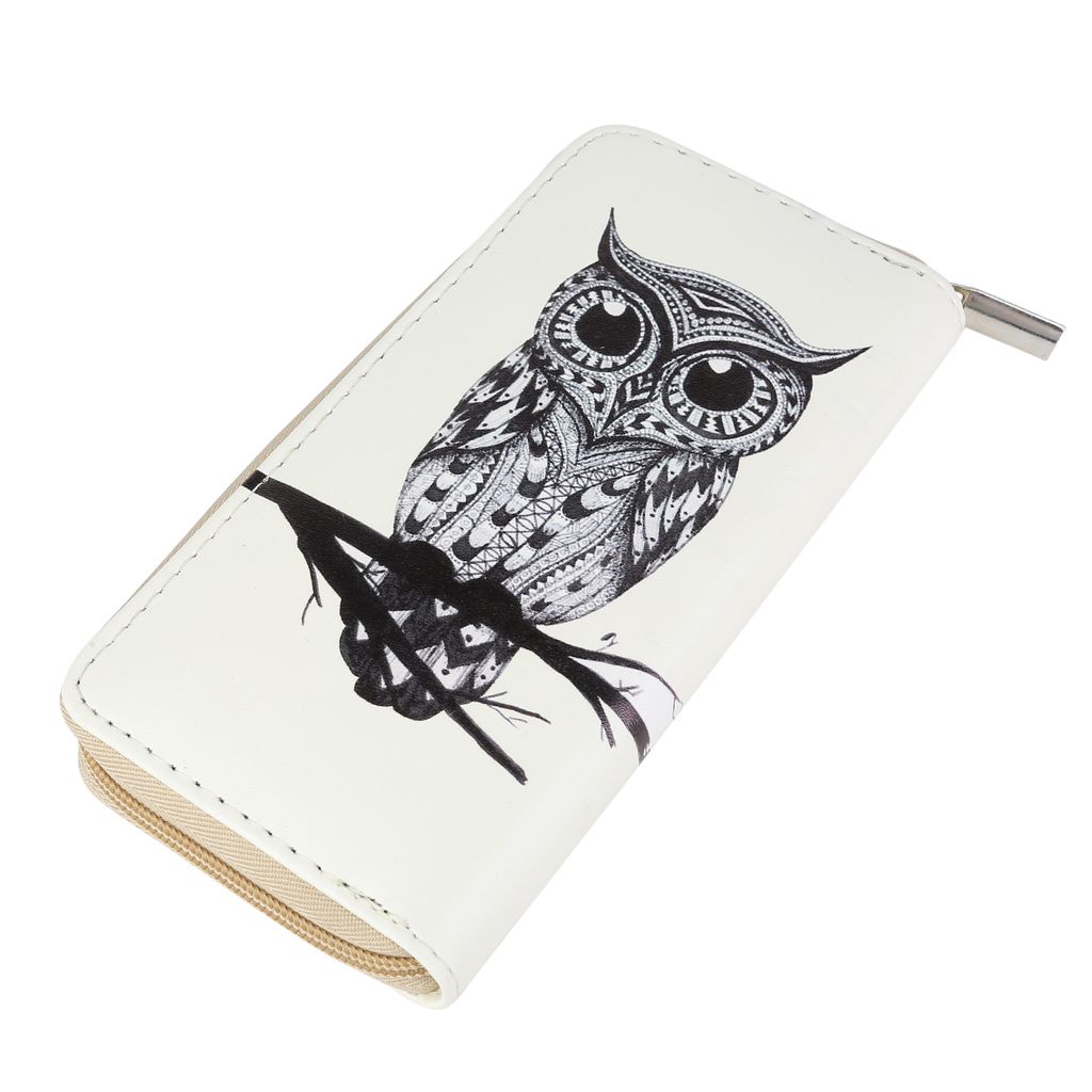 DonDon Damen Geldbeutel Eule Modern Art