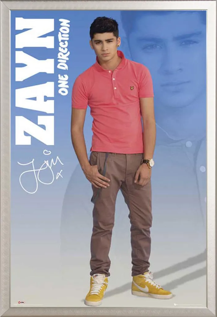 Zayn Malik Poster 2012 Cornice Alluminio Shinsuke - Design Argento - 1