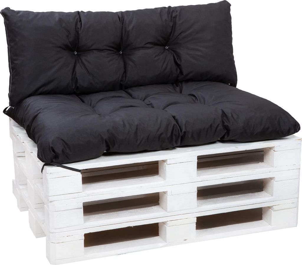 Palettenkissen Set Schwarz – Sitzkissen 120×50 cm & Rückenlehne 120×40 cm für Palettensofa, Terrasse und Gartenlounge