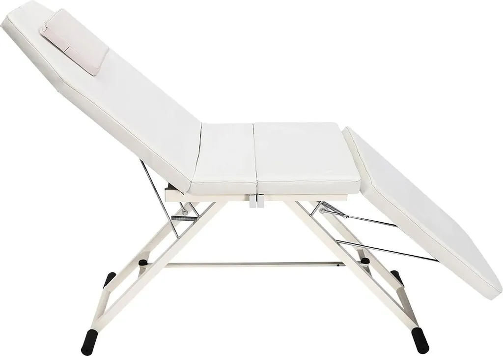Table de massage blanche réglable en cuir PU et acier structure stable