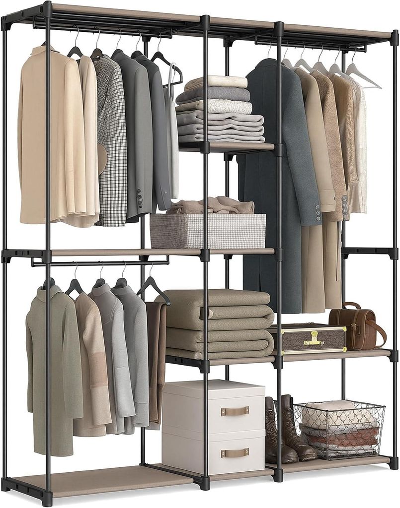 Offene Kleiderschrank mit Regalen und Kleiderstangen - Produktbild 