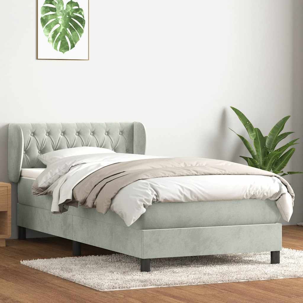 Maison Exclusive - Boxspringbett mit Matratze Hellgrau 80x220 cm Samt