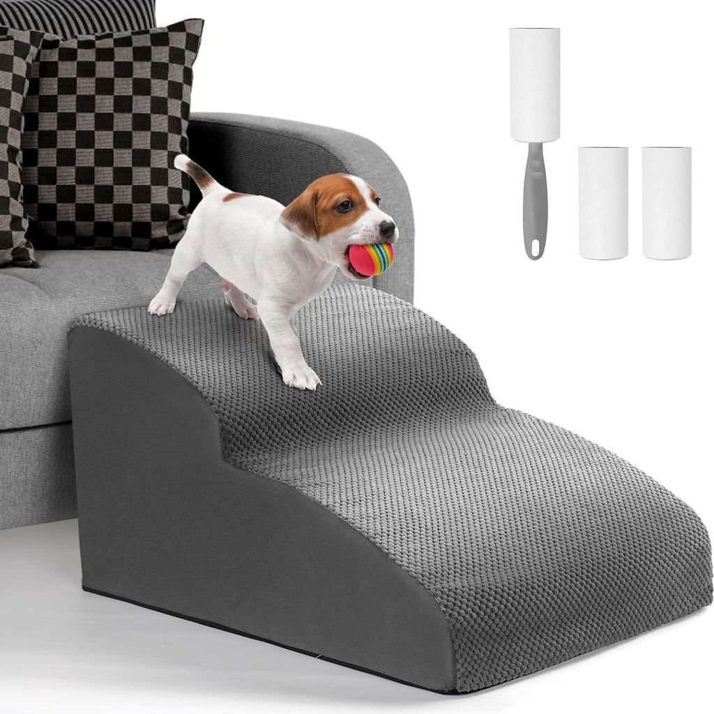Hondentreppe - Hundetreppe mit 2 Stufen für kleine Hunde - Haustiertreppe - Katzentreppe - Hunde-Rampe - waschbare Hundetreppe mit abnehmbarem Bez...