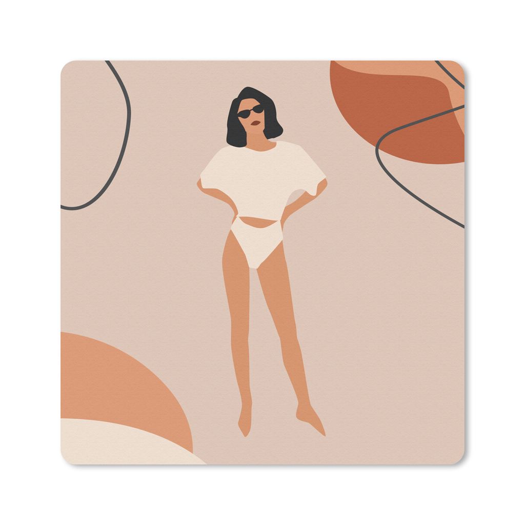 MuchoWow Mauspad Mousepad Sommer - Frau - Abstrakt 30x30 cm - Mousepads - Maus Mat - Pad - Mausunterlage - Gaming