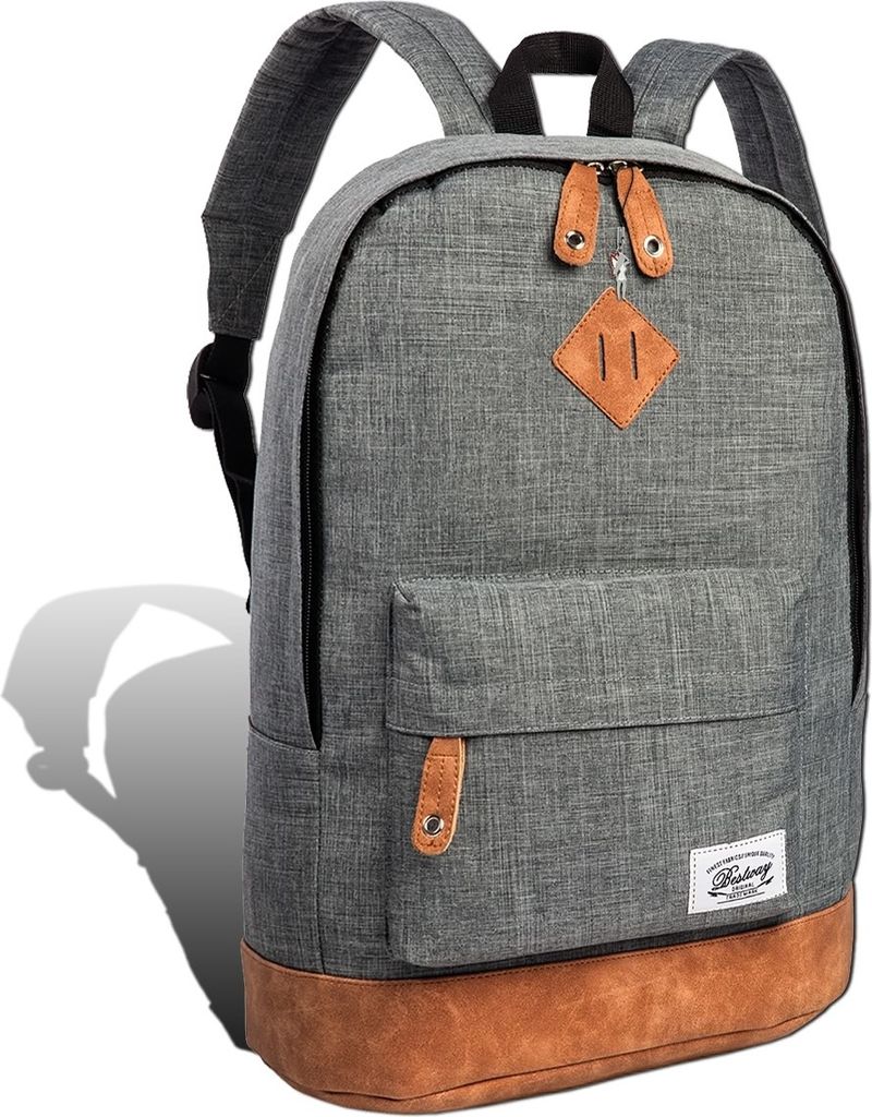 Bestway grauer Tagesrucksack Kunstlederboden Businessrucksack uni Polyester 31x43x20 D2ORI102K
