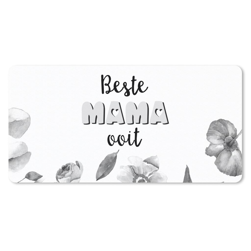 MuchoWow Mauspad Mousepad Sprichwörter - Zitate Beste Mama aller Zeiten - Geschenk für Mutter - Muttertag - Blumen - schwarz-weiß 60x30 cm - M...
