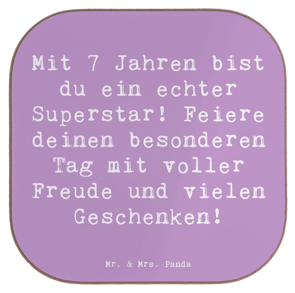 Mr. & Mrs. Panda Untersetzer Tasse Spruch 7. Geburtstag Superstar - Lavendeltraum - Geschenk, Tassenuntersetzer, Glückwunsch, Coaster, 7 Jahre alt...