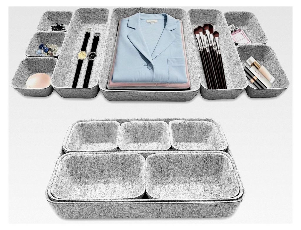 8 Stück Schubladenorganizer, Filz Aufbewahrungsboxen für Schreibtisch, Schminktisch, Büro, Nachttisch, Schrank