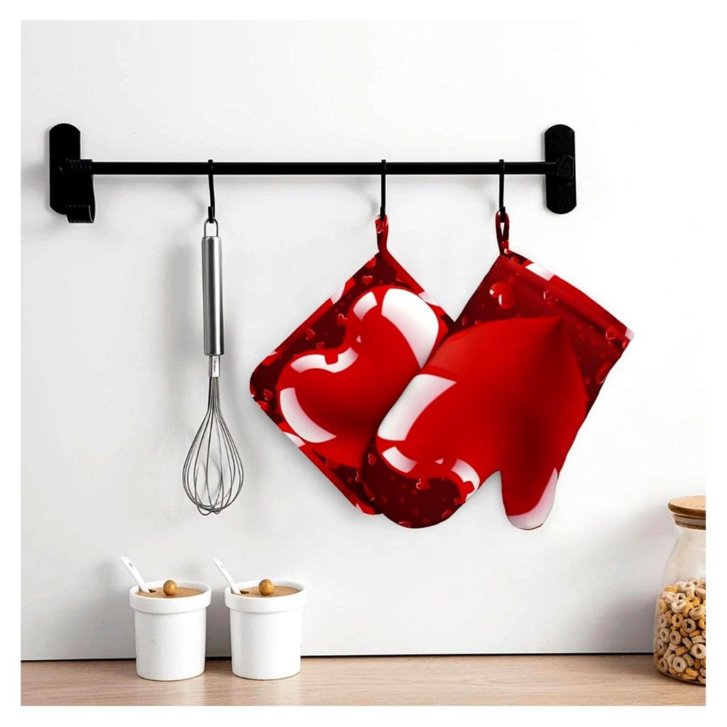 Ofenhandschuhe und Topflappen-Sets, hitzebeständig, rutschfeste Grillhandschuhe, zum Backen und Kochen